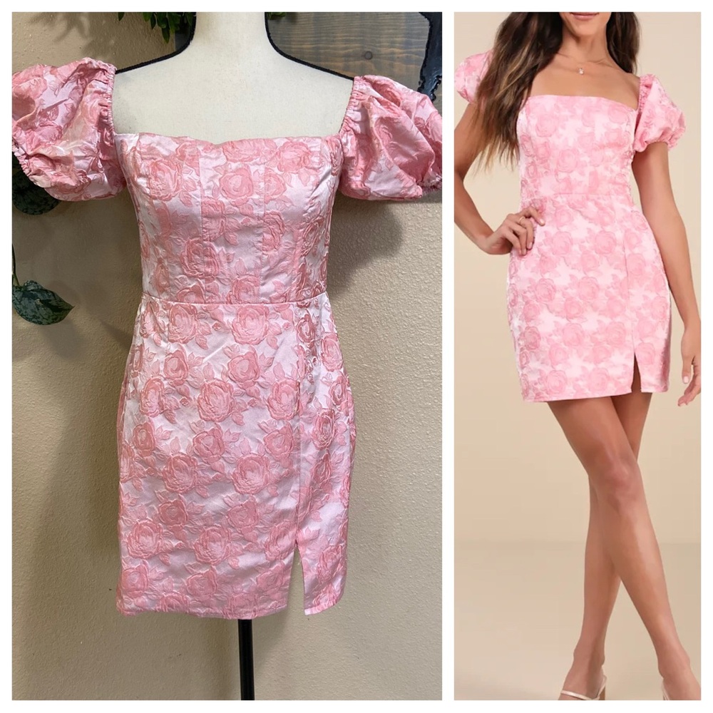 Lulu's Pink Floral Mini Dress